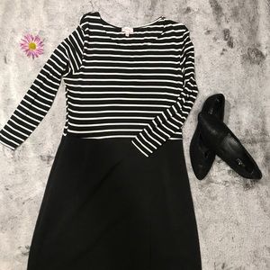 Black and white stripped business dress